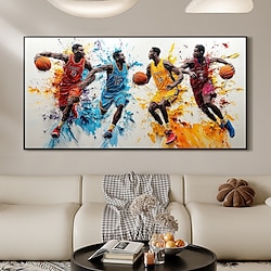 Light in the box handgemaakte originele basketbal sport olieverfschilderij op canvas abstracte nba games wandkunst voor thuisdecoratie met gespannen frame/zonder binnenframe schilderij