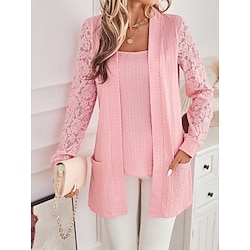 Light in the box Dames Overhemd Blouse Dagelijks Vakantie Elegant Casual Bisschop Lange mouw Blozend Roze Herfst Winter