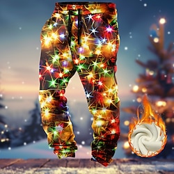 Light in the box Kerstmis Voor heren Fleece joggingbroek Zak Warmte-isolerend Trekkoord elastische taille Feest / Avond Winter 3D-afdrukken Normale pasvorm Inelastisch