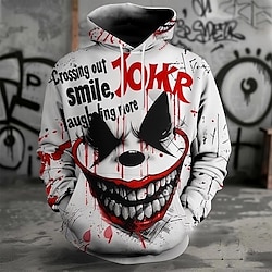 Light in the box Voor heren Clown Hoodies Sweatshirt Overkleding Sweatshirt met capuchon Strakke ronde hals Modieus 3D-afdrukken Feest Feestdagen Streetwear Wit Trekkoord Herfst Winter Ontwerper