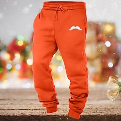 Light in the box Voor heren Kerst Broek Joggingbroeken Jogger Broek Zak Trekkoord Elastische taille Kerstmis Comfort Kerstmis Buitensporten Modieus Casual Zwart Geel Micro-elastisch