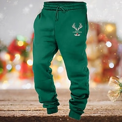 Light in the box Voor heren Kerst Broek Joggingbroeken Jogger Broek Zak Trekkoord Elastische taille Hert Comfort Kerstmis Buitensporten Modieus Casual Zwart Geel Micro-elastisch