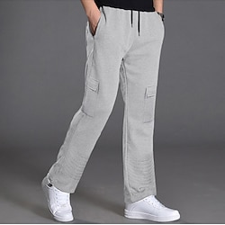 Light in the box Voor heren Joggingbroeken Broek Cargo-joggingbroek Trekkoord Elastische taille Meerdere zakken Streep Effen Comfort Zacht Volledige lengte Buiten Casual Dagelijks Sport Modieus Zwart Licht Grijs