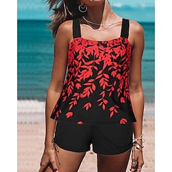 Light in the box Dames Zwemkleding Tankini Zwempak Bloemig Bladeren Elegant Vakantie Badpakken