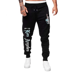 Light in the box Voor heren Los Angeles Joggingbroeken Jogger Broeken Medium Taille Trekkoord elastische taille Modieus Casual Buiten Straat Dagelijks gebruik Zak Lente Herfst Winter 3D-afdrukken Zwart