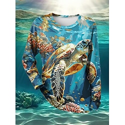 Dames T-shirt Casual Oceaan Zeeschildpad Normale tops Lange mouw Strakke ronde hals Afdrukken Normale pasvorm Dagelijks blauw Lente Herfst Lightinthebox