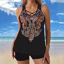 Light in the box Dames Zwemkleding Tankini Zwempak Paisley Vakantie Tropisch Badpakken