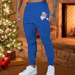 Light in the box Voor heren Kerst Broek Joggingbroeken Jogger Broek Zak Trekkoord Elastische taille Kerstman Comfort Kerstmis Buitensporten Modieus Casual Zwart Leger Groen Micro-elastisch