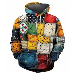 Light in the box Voor heren Lapwerk Hoodies Sweatshirt Overkleding Sweatshirt met capuchon Strakke ronde hals Modieus 3D-afdrukken Feest Feestdagen Streetwear Regenboog Trekkoord Herfst Winter Ontwerper