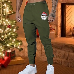 Light in the box Voor heren Kerst Broek Joggingbroeken Jogger Broek Zak Trekkoord Elastische taille Kerstman Comfort Kerstmis Buitensporten Modieus Casual Zwart Geel Micro-elastisch