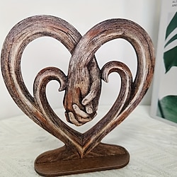 hart hand in hand wanddecoratie decoratieve kunst sculptuur retro hout afwerking eeuwige liefde ornamenten voor woonkamer huisdecoratie huwelijkscadeau Valentijnsdag voor haar Lightinthebox