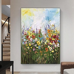 Light in the box handgemaakte grote abstracte kleurrijke bloemen olieverfschilderij originele textuur bloemen landschap schilderij wandkunst decor frame klaar om op te hangen of geen frame