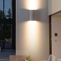 Light in the box villa binnenplaats muurverlichting buiten gangpad lamp cilindrische vorm buiten wandlamp zwart/wit dubbele kop spot buitenmuur hotel cement wandlampen 110-240v 10w