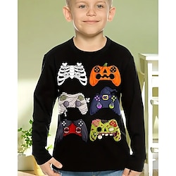 Jongens 3D Grafisch Tekenfilm Spel T-shirt Lange mouw Lente Herfst Modieus Basic Kinderen 4-12 jaar Strakke ronde hals Buiten Casual Dagelijks Normale pasvorm Lightinthebox