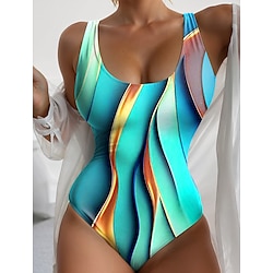 Light in the box Dames Zwemkleding Een stukje Monokini Zwempak Blote rug Buikcontrole Hoge taille Slank Vakantie Strand Kleding Geometrisch U-hals Mouwloos Badpakken