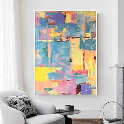 Light in the box met de hand geschilderd olieverfschilderij op canvas modern abstract geometrisch geschilderd vlekkenpatroon groot Europees mes wandkunst pop art slaapkamer keuken decor lijst klaar om op te hangen of