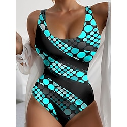 Light in the box Dames Zwemkleding Een stukje Monokini Zwempak Blote rug Buikcontrole Hoge taille Slank Vakantie Strand Kleding Geometrisch U-hals Mouwloos Badpakken