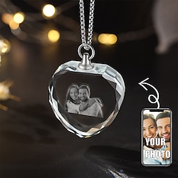 Gepersonaliseerde Kristal Foto Hanger Aangepast Huwelijksgeschenk voor Koppels 2D Foto Laser Gegraveerde Hart Hanger Valentijns Geschenk Beste Cadeau Idee Sieraden voor Vrouw of Vriendin (Tot 2 Lightinthebox