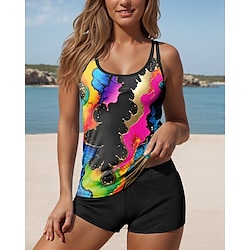 Light in the box Dames Zwemkleding Tankini 2 stuks Jongen been Zwempak Blote rug Vakantie Strand Kleding Ombre U-hals Mouwloos Badpakken