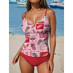 Light in the box Dames Zwemkleding Tankini 2 stuks Brutaal Zwempak Blote rug Buikcontrole Hoge taille Slank Vakantie Strand Kleding Kleurenblok V-hals Mouwloos Badpakken