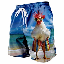 Voor heren dier Haan Grappig Zwembroek Boardshorts Zwemshorts Medium Taille Streetwear Hawaii Casual Dagelijks Feestdagen Zak Trekkoord Elastische taille Ontwerper Kleding Lightinthebox