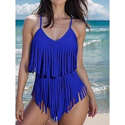 Light in the box Dames Zwemkleding Een stukje Monokini Zwempak Blote rug Buikcontrole Hoge taille Slank Zoom Vakantie Strand Kleding Effen Kleur V-hals Mouwloos Badpakken