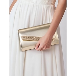 Light in the box elegante gouden satijnen avond clutch tas met strass details - stijlvolle dames handtas voor bruiloften, feesten en formele gelegenheden zilver goud