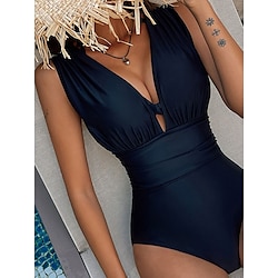 Light in the box Dames Zwemkleding Tankini 2 stuks Zwempak Blote rug Buikcontrole Hoge taille Slank Vakantie Strand Kleding Effen Kleur V-hals Mouwloos Badpakken