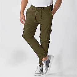 Light in the box Voor heren Cargohosen Jogger Broek Trekkoord Elastische taille Meerdere zakken Effen Draagbaar Buiten Dagelijks KamperenWandelen Modieus Klassiek Leger groen Zwart