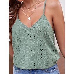 Light in the box Dames Overhemd Blouse Stijlvol Casual Effen Kleur Normale tops Mouwloos Bandje Vetergat Normale pasvorm Dagelijks Wit Blozend Roze Groen Zomer