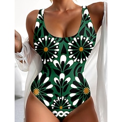 Light in the box Dames Zwemkleding Een stukje Monokini Zwempak Blote rug Buikcontrole Hoge taille Slank Vakantie Strand Kleding Bloemig Grafisch U-hals Mouwloos Badpakken