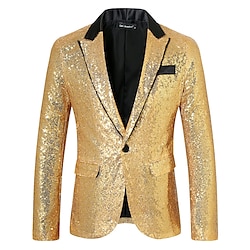 Light in the box Voor heren Blazer Smoking Prestatie liiketoiminta Cocktailparty Modieus Casual Lente Herfst Polyester Effen Knop Zak Comfortabel Enkele rij knopen Blazer Zilver Zwart Rood Koningsblauw