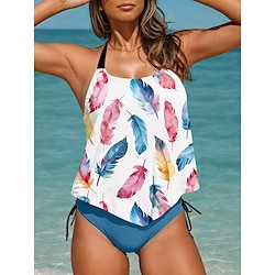 Light in the box Dames Zwemkleding Tankini 2 stuks Brutaal Zwempak Blote rug Vakantie Strand Kleding Grafisch Halternek Mouwloos Badpakken