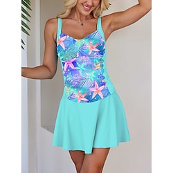 Light in the box Dames Zwemkleding Tankini 2 stuks Jongen been Zwempak Blote rug Vakantie Strand Kleding Bladeren U-hals Mouwloos Badpakken