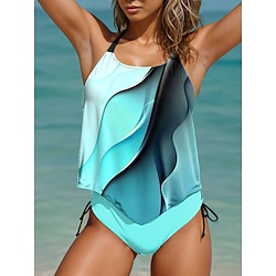 Light in the box Dames Zwemkleding Tankini 2 stuks Brutaal Zwempak Blote rug Vakantie Strand Kleding Ombre Halternek Mouwloos Badpakken