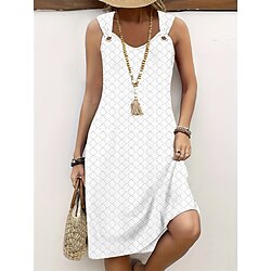 Dames Casual jurk A lijn jurk Elegant Stijlvol Casual Effen Lange jurk maxi-jurk Mouwloos Strakke ronde hals Zak Normale pasvorm Vakantie Dagelijks Afspraakje Wit Zomer Lente Lightinthebox