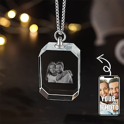 Ge personaliseerde kristallen foto ketting aangepast huwelijksgeschenk voor koppels 2D foto lasergegraveerde hart hanger Valentijn geschenk beste geschenkidee sieraden voor vrouw of vriendin (tot 2 Lightinthebox