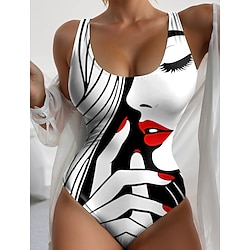 Light in the box Dames Zwemkleding Een stukje Monokini Zwempak Blote rug Buikcontrole Hoge taille Slank Vakantie Strand Kleding Meetkundig U-hals Mouwloos Badpakken