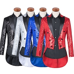 Light in the box Voor heren Blazer Smoking Prestatie liiketoiminta Cocktailparty Modieus Casual Lente Herfst Polyester Effen Kleur Knop Zak Comfortabel Enkele rij knopen Blazer Zilver Zwart Rood blauw