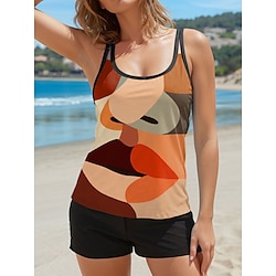 Light in the box Dames Zwemkleding Tankini 2 stuks Jongen been Zwempak Blote rug Vakantie Strand Kleding Kleurenblok Meetkundig U-hals Mouwloos Badpakken