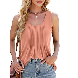 Light in the box Dames Blouse Basic Casual Effen Kleur Normale tops Mouwloos Bandje Met ruches Normale pasvorm Dagelijks Zwart Wit Blozend Roze Groen Zomer