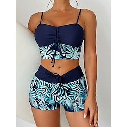 Light in the box Dames Zwemkleding Bikini 2 stuks Jongen been Zwempak Blote rug Slank Vakantie Strand Kleding Grafisch U-hals Mouwloos Badpakken