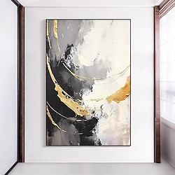 Light in the box handgeschilderde oversized abstracte grijze zwarte gouden wandkunst groot schilderij acryl decor schilderijen huisdecoratie voor woonkamer geen lijst