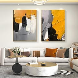 Light in the box handgeschilderd canvas moderne woondecoratie abstracte olieverfschilderijen oranje grijs geel groot formaat wandkunst foto voor woonkamer lijst klaar om op te hangen of geen lijst