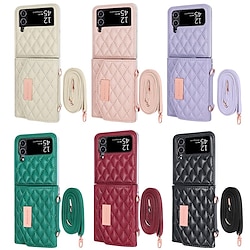 telefoon hoesje Voor Samsung Galaxy Z-flip 6 Z Flip 5 Z Flip 4 Z Flip 3 Achterkant met draagkoord Kaartsleuf Schokbestendig Retro PU-nahka Lightinthebox