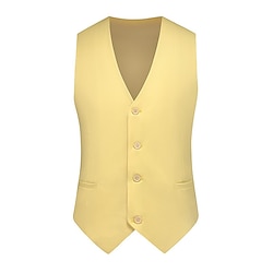 Light in the box Voor heren Vest Vakantie Dagelijks Afspraakje Modieus Casual Lente zomer Knop Zak Polyester Comfortabel Effen Enkele knoopsluiting één knoop V-hals Normale pasvorm Zwart Geel Hemelsblauw