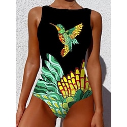 Light in the box Dames Zwemkleding Een stukje Monokini Zwempak Blote rug Buikcontrole Hoge taille Slank Vakantie Strand Kleding Geometrisch Ronde hals Mouwloos Badpakken