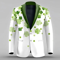 Light in the box Voor heren Klaver Blazerjack Casual Saint Patrick's Day 3D-afdrukken Zomer Lente Herfst Inkeping Lange mouw Wit