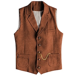 Light in the box Voor heren Vest Vakantie Dagelijks Bruiloft Afspraakje Modieus Casual Lente Herfst Knop Zak Polyester Comfortabel Effen Enkele knoopsluiting één knoop Revers Normale pasvorm Champagne Bo