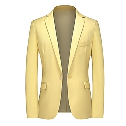 Light in the box Voor heren Sportjas Blazer Casual Bruiloft Modieus Casual Lente Herfst Polyester Effen Zak Comfortabel Enkele rij knopen Blazer Geel Hemelsblauw